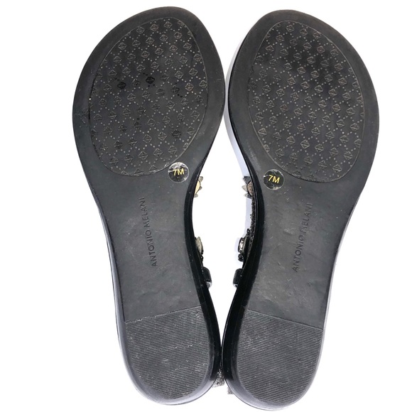 ANTONIO MELANI BLACK JEWELED SANDALS - Picture 5 of 7